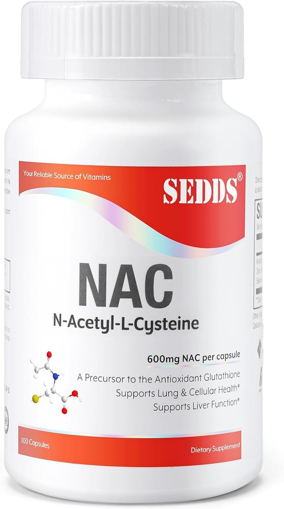 Supplements, N-Acetyl Cysteine (NAC) 600mg, 100 Veg Capsules - Non-GMO, Gluten Free