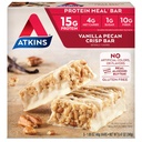 Atkins Vanilla Pecan Crisp Protein Meal Bar, High Fiber, 1g sladkor, 4g Net Carb Meal zamenjava, Keto prijazno, 5 Število