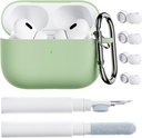 ORNARTO za AirPods Pro 2 Primer, Združljiv z AirPods Pro 1./2. generacija, Mehak silikonski pokrov s čistilnim kompletom, Eartips Protector & Keychain-Pistachio