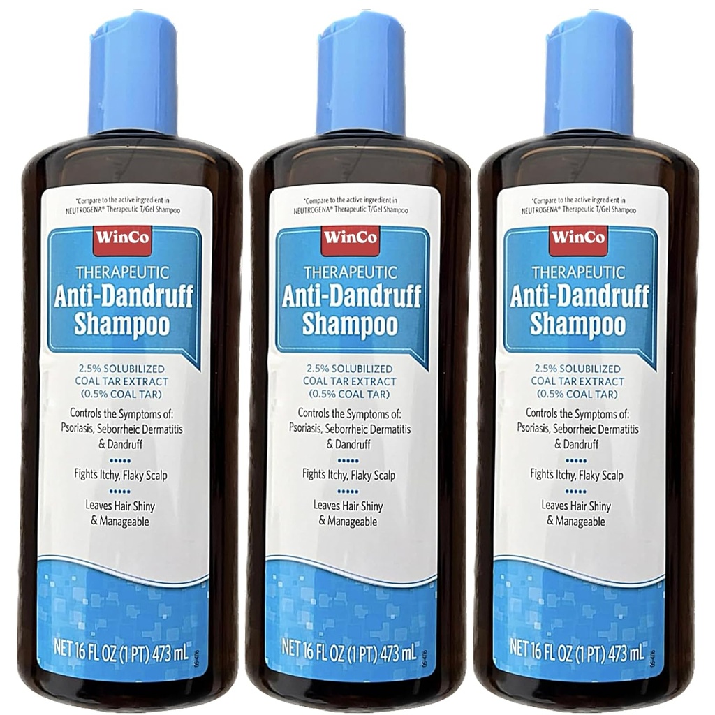 3 Pack Terapevtski gel premogov katran Šampon proti prhljaju - Psoriaza, Seborrheic Dermatitis, 16 oz vsaka steklenica - Velika velikost - T Gel