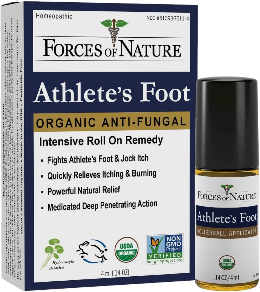 Naravne sile – Naravna, organska Athleti's Foot Treatment (4ml) Non GSO, No Škodljive kemikalije, Cruelty Free – Antiglivične Olajšave gorijo, Srbenje, razpokanje povzroča AF, Jock Itch in Ringfilm