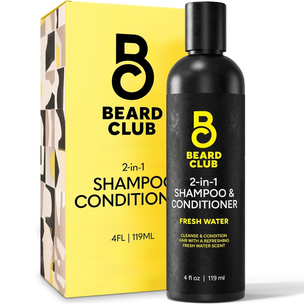 Beard Club Mens 2 v 1 šampon in balzam - Sulfate brezplačno, vlažilni, Citrus scented za Curly nego las in suho nego skalp