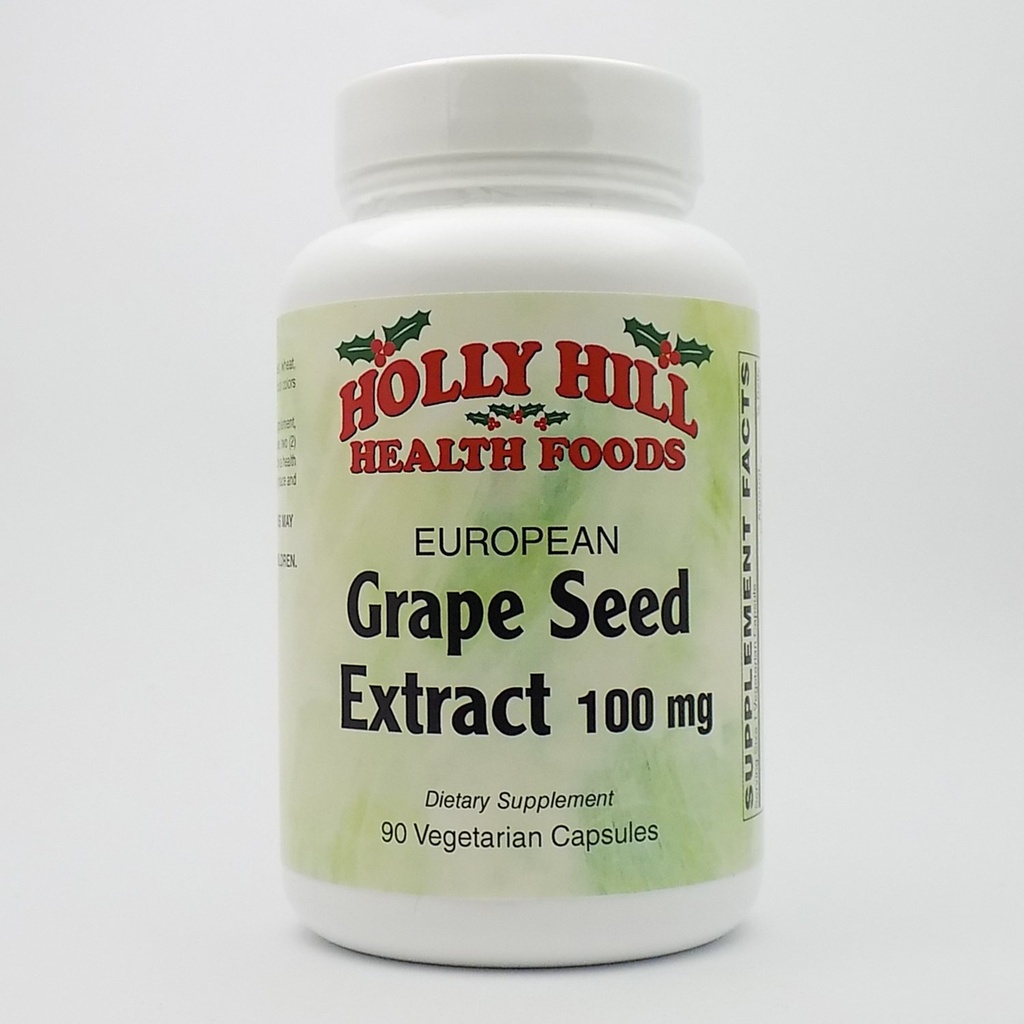 Holly Hill Health Foods, Evropski izvleček grozdnih semen 100 MG, 90 kapsul