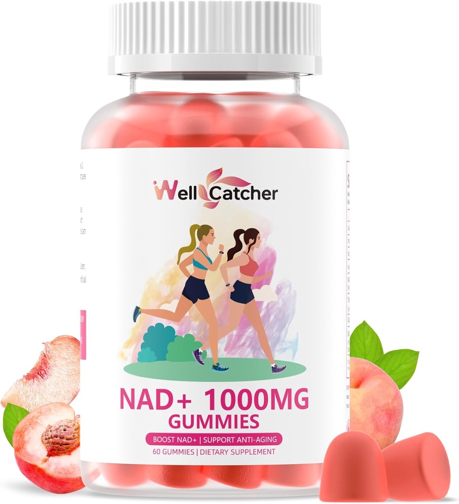NAD+ Gumies Supplement za ženske 1000MG - NAD Plus Gumiji za moške Brez sladkorja Vitamin B3 Niacinamid Čisti organski ojačevalci NAD raven proti staranju Regeneracija celic energija Brain Flavor 60C
