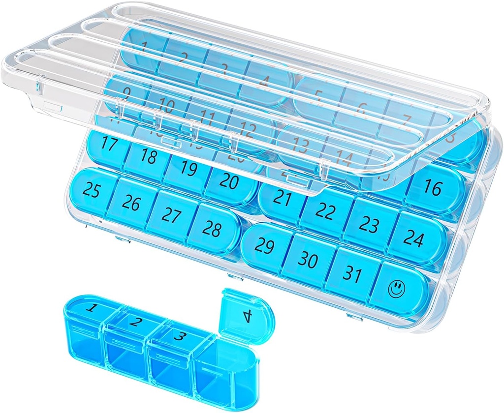 Daviky Mesečni tablete Organizator 1 Čas na dan, Mesec Tablete Box Organizator 30 dan, 31 Dan Dnevne tablete Primer enkrat na dan, Potovalne tablete Organizator mesečno, da imajo vitamine, dodatki in zdravila