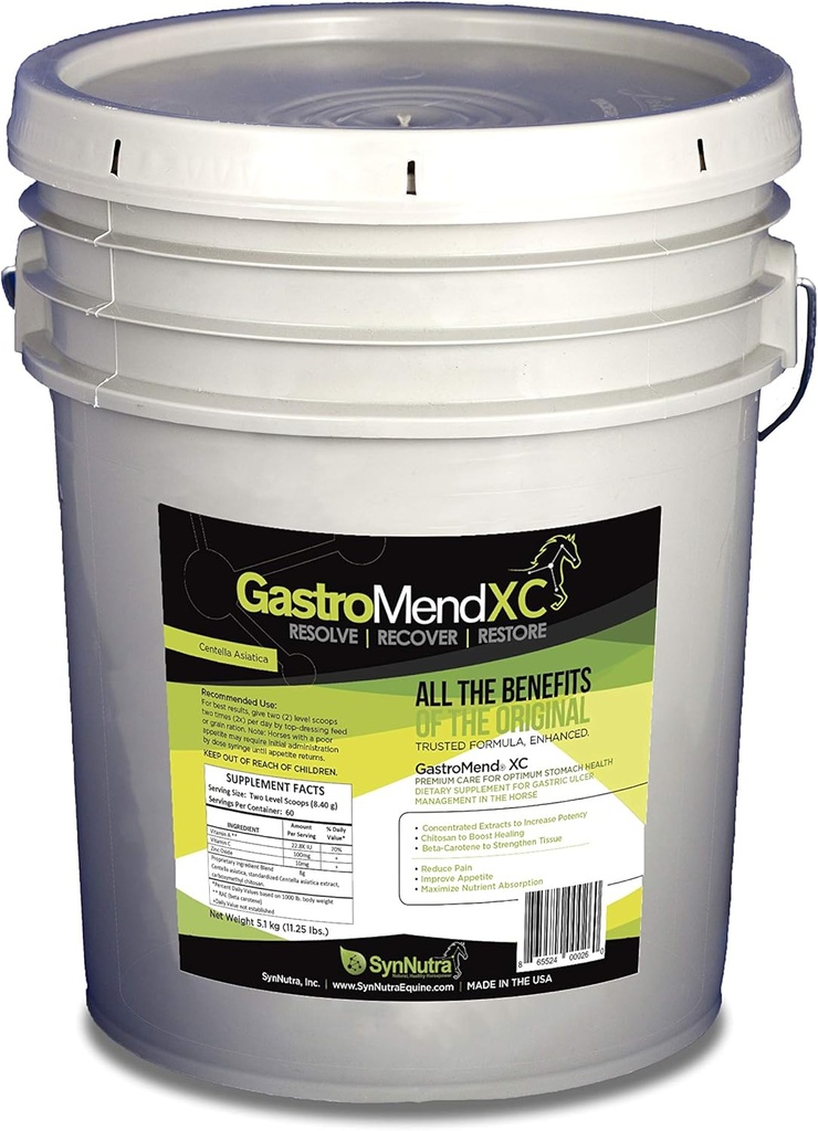 GastroMend XC, 100% naravni Equine Stomach Zdravje za konje, Spodbuja zdravljenje in preprečevanje želodčnih ulcers, Zelo močan in učinkovit, Podpira Gastric in Hindgut zdravje, 600 Servings, Made in USA