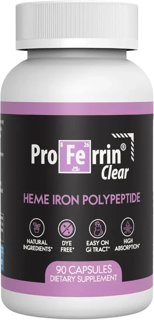Proferrin Clear Heme Iron Supplement, 90 Kapsule- Vrhunska absorpcija, Enostaven na črevo, naravno, Izdelano v ZDA