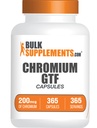 BulkSupplements.com Kromove GTF kapsule - Mineral Supplement, GTF Chromium 200mcg - Gluten Free, 1 kapsula na serviranje, 365 kapsul (Pack po 1)
