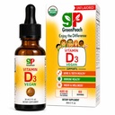 GreenPeach Liquid Vegan Organski vitamin D 400 do 1600 i.e. - D3 kapljice za malčka, otroke, dojenčke in dojenčke, Vitamin D Otroške kapljice, naravni, 60 Servinga