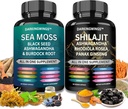 Shilajit in morski mah combo -Sea Moss 3000mg, Black Seed Oil 2000mg, Ashwagandha 2000mg, Shilajit 9000mg, Rhodiola Rosea1000mg,Panax Ginseng1500mg 