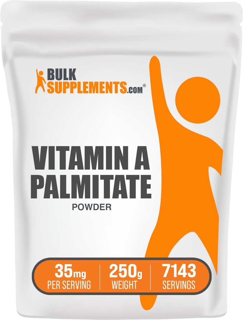 BulkSupplements.com Vitamin A Palmitate Powder - kot Retinol Palmitate, Vitamin A dodatek za podporo imunskega sistema in oči - Gluten Free, 35mg na serviranje, 250g (8.8 oz) (Pack of 1)