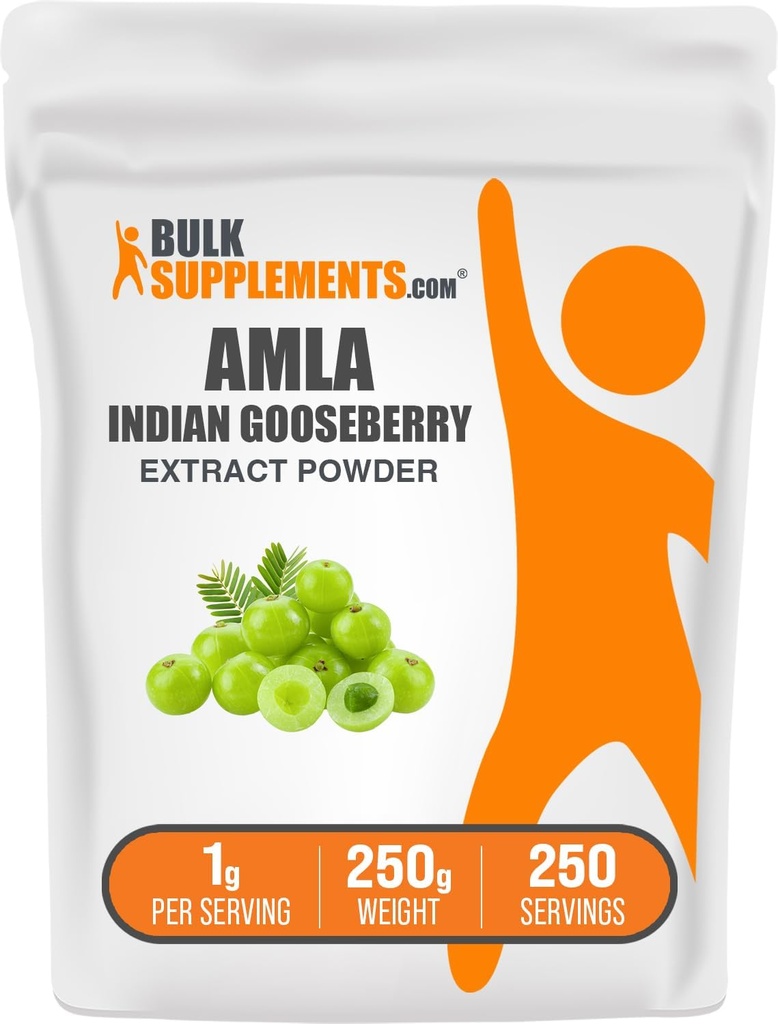 BulkSupplements.com Amla Extract Powder - Indijski Gooseberry Extract, Amla Powder - Gluten Free, 1g na Serving, 250g (8.8 oz) (Pack of 1)