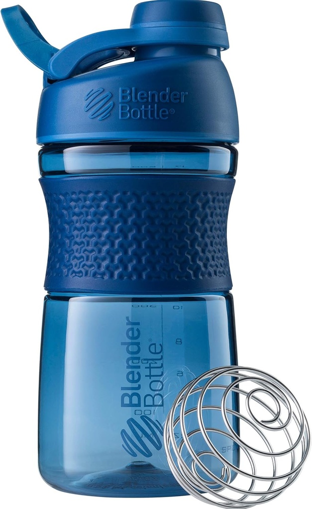 BlenderBottle 20-Ounce Black in Navy Protein Shaker steklenice z BlenderBall wire whisk