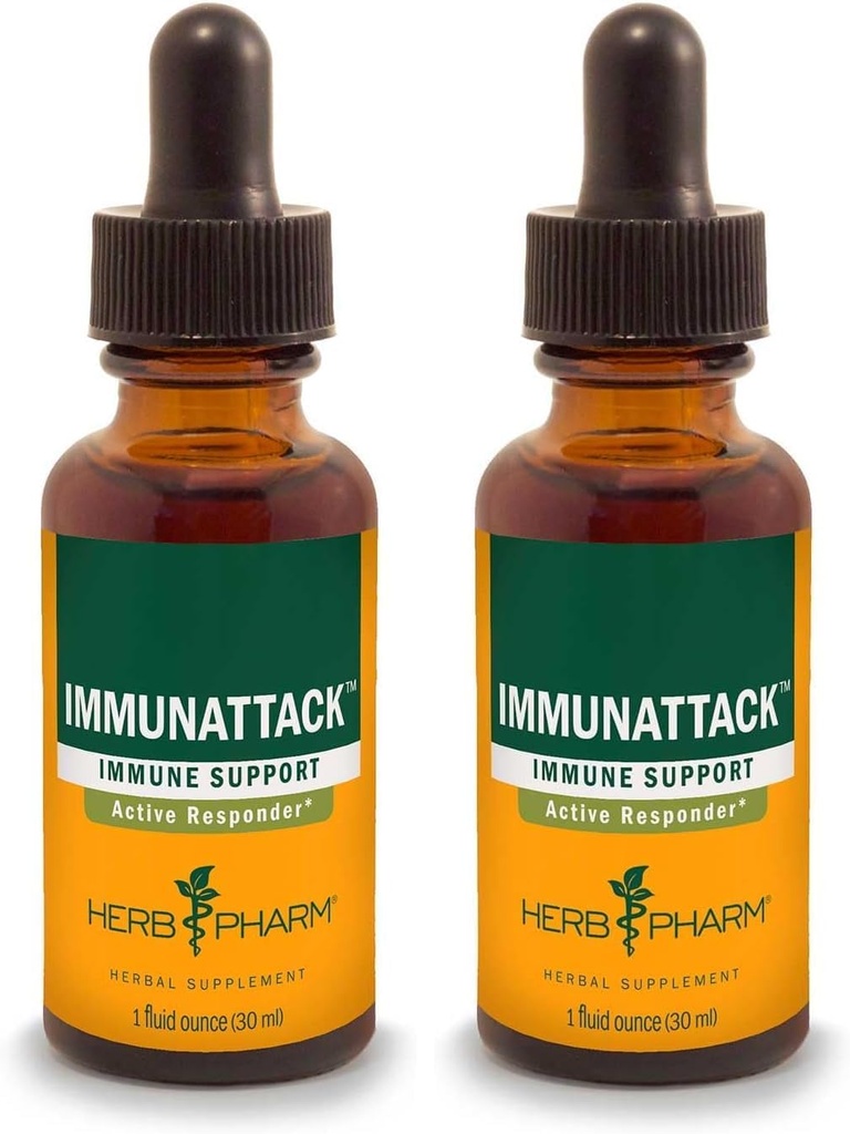 Herb Pharm Immunattack Liquid Herbal Formula za podporo imunskega sistema - 1 Ounce (FIMAT01) (paket z 2)