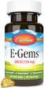 Carlson E-Gems 200 i.e. (134 mg), naravni vir vitamina E, optimalna Wellness, 90 mehkih gelov