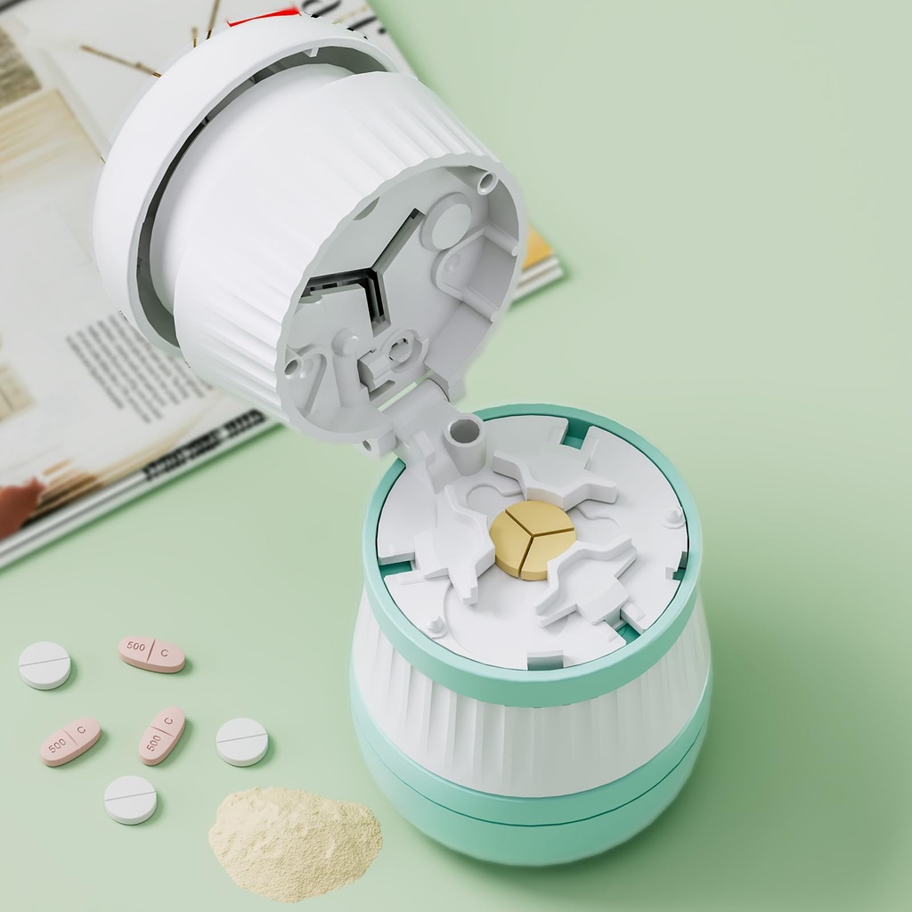 Tablete Cutter - tablete Spliter z nerjaveče jeklo rezilo za rezanje majhne tablete ali velike tablete v eni tretji, tablete Cutter 1/3, Primeren za rezanje vitaminov, tablete (1-3 zelena)