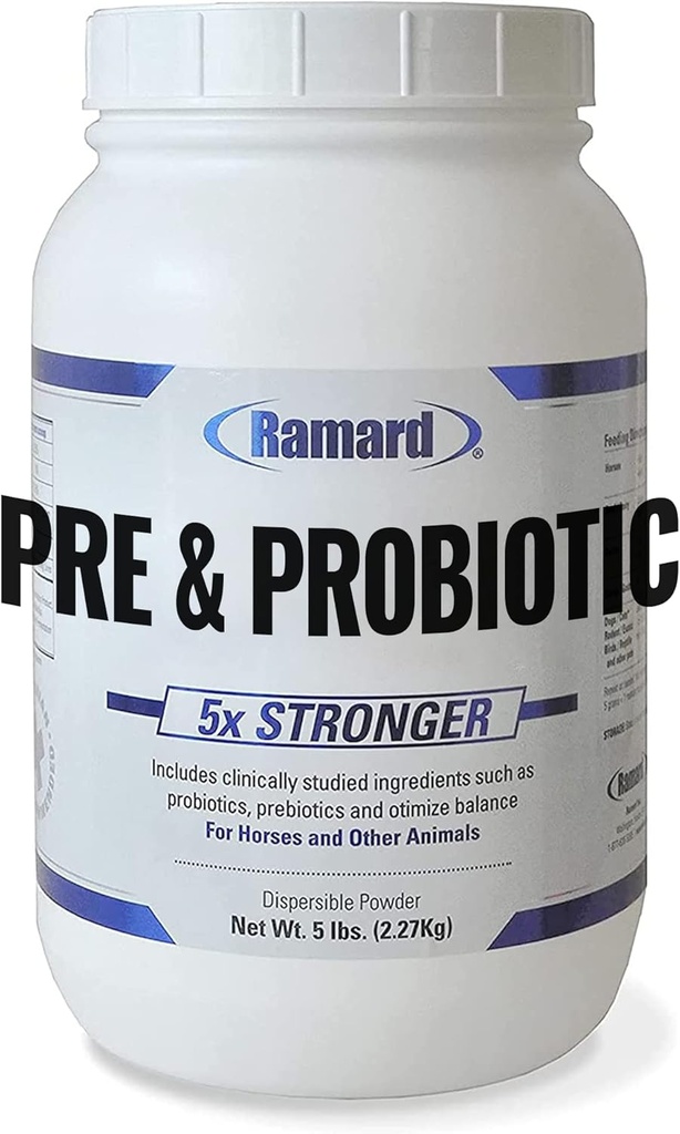 Ramard Total Prebiotic & Probiotic Equine Formula - Naravne Prebavne dopolnilo za konje Optimalno Gut zdravje, Absorpcija hranil, Podpora žrebe Pro & Pre Biotics za živino in konja 5 LBs Jar