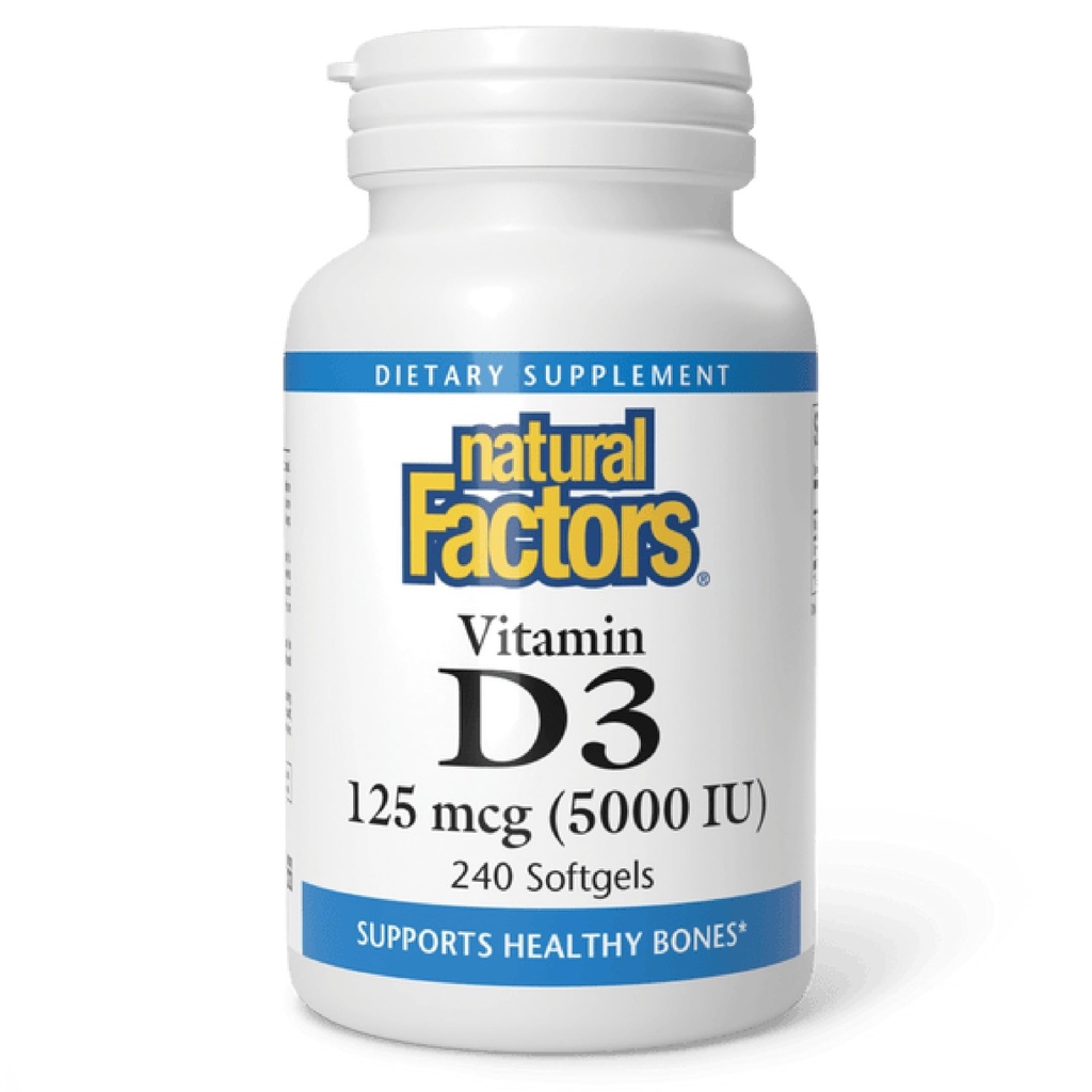 Naravni dejavniki, vitamin D3, 5.000 i.e., Podpira skupno, zdravje kosti in imunskega sistema, 240 število (paket po 1)