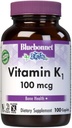Bluebonnet Vitamin K1 100 mcg Podpira zdravje kosti - Phyllokinon Crystalline Vitamin K Dodatek - Non-GMO, Kosher Certified, Gluten-free, Dairy-free - 100 Veganski Caplets