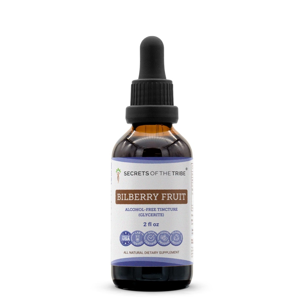 Skrivnosti Tribe borovnice brez alkohola tekoči ekstrakt, borovnice (Vaccinium Myrtillus) Suhi sadni tinkture dodatek (2 FL OZ)