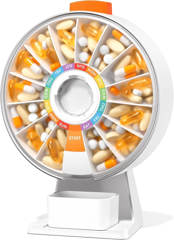 Zoksi velike tablete za zabavo Dsipenser, Daily Pill Box za 7 ali 14 dni, Wall-Mountable ali Tabletop tedenski tablete organizator Hold za medicino, vitamin ali dodatki, Pill primeru z enostavnim pritiskom gumb (bela)