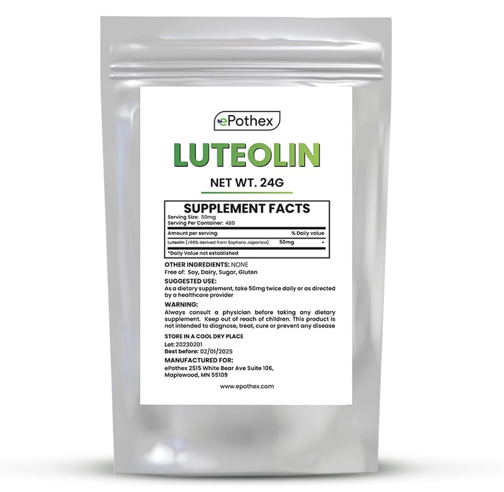 ePothex Pure luteolin v prahu 24 Grams, Brain in živčni sistem podpora, spodbuja imunske funkcije, največja absorpcija