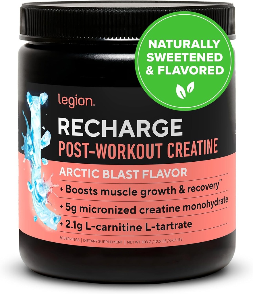 LEGION Recharge Post Workout dodatek - Vse naravne mišice Graditelj in recovery pijača z mikroniziranim kreatin monohidrat naravno sladkan in aromatiziran (Arctic Blast, 30 Serving paket po 1)