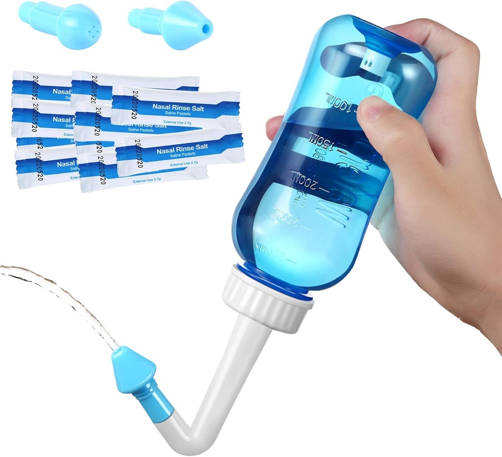 Carllg Neti Pot - Nasal namakanje Pralni steklenica s Sinus slano za odrasle & Kid (300ml steklenica s 30 Sol paketi)