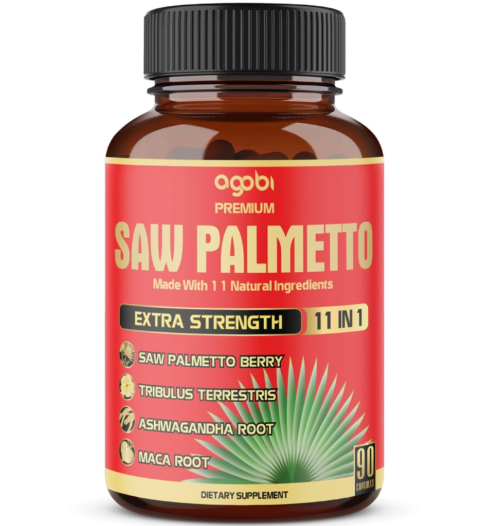 Premium Saw Palmetto kapsule - v kombinaciji z Ashwagandha, Kurkurji, Tribulus, Maca, Zeleni čaj, Ginger, Sveti Basil & Več - 90 Kapsule 3-mesečni dobave