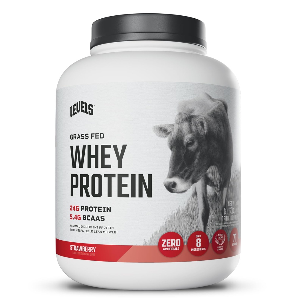 Ravni Grass Fed Whey Protein Powder, Brez umetnih, 24G beljakovin, Jagode, 5LB