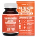 Saw Palmetto Extract – 10X Potenca, Farmacevtska stopnja Moč - Plus Bučno seme olje - Podpira Prostata zdravje, Relieves urinacija vprašanja, Podpira rast las, DHT bloker – 60 Softgels