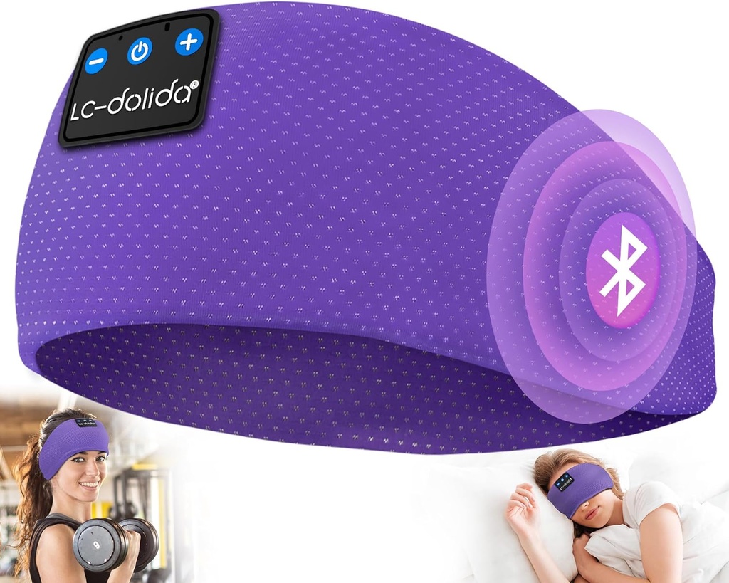LC-dolida slušalke za spanje Bluetooth 5.4, slušalke za slušalke za slušalke brezžične slušalke, maske za spanje, šport, darila, telovadba, joga, insomnija, potovanje po zraku, meditacija