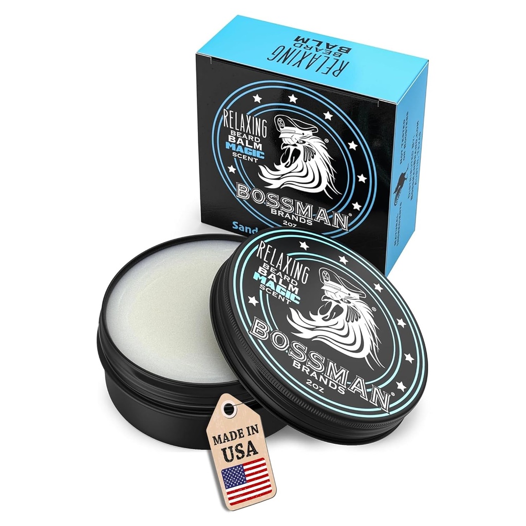 Bossman Relaxing Brada Bald za moške (Magic Scent) – Tames, Relaxes, Thickens & Softens za Ultimate Beard Care – Made in ZDA