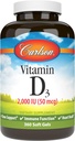 Carlson - Vitamin D3, 2000 i.e. (50 μg), zdravje kosti, zdravje mišic, holekalciferol, dodatki vitamina D, vitamin D3 Soft Gels, 360 Softgels