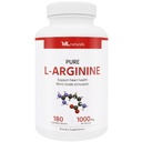 ML Naturals Pure L-Arginin 1000 mg 180 Zelenjavne kapsule. Aminokislina, dušikov oksid Stimulator in podpira zdravje srca, NSF-Certified & cGMP-Compliant.