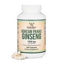 Kapsule ginsenga (izvleček korejskega rdečega ginsenga, Panax ginseng 10 % ginsenozidi) (4 mesečne zaloge) 240 veganskih kapsul - 1.000mg na postrežbo za razpoloženje, kognitivno funkcijo in energetsko podporo z dvojnim lesom