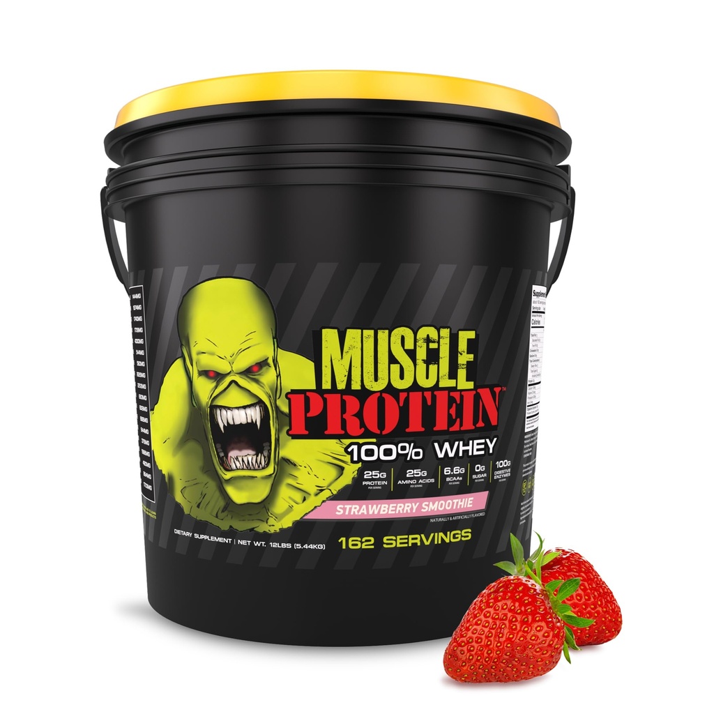 COLOSSAL LABS Muscle Protein Whey Powder [12 lbs/Pack po 1]– Hladno filtrirane, 25 g čiste beljakovine, 6,6 g BCAA (Packageing May Vary) (12LB, Jagoda)
