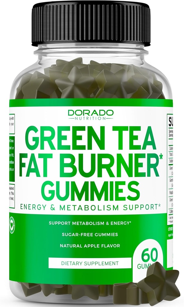 Green Tea Fat Burner hujšanje Gumies (60 Count) Fat Burner Ženske - Apetite Supressan Hujšanje Dodatki za moške in ženske z jabolkom arome - Tretja stranka Tested - ZDA Made