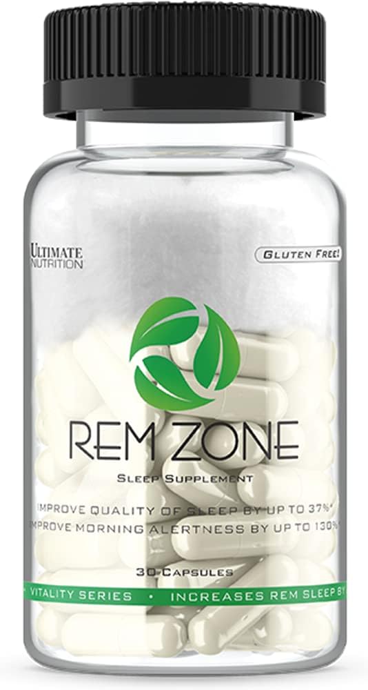 Ultimate Nutrition REM cona dodatek, Celovita formula za počitek, Zelišča za boljšo noč Snooze, Gluten-free, 30 Veganske kapsule