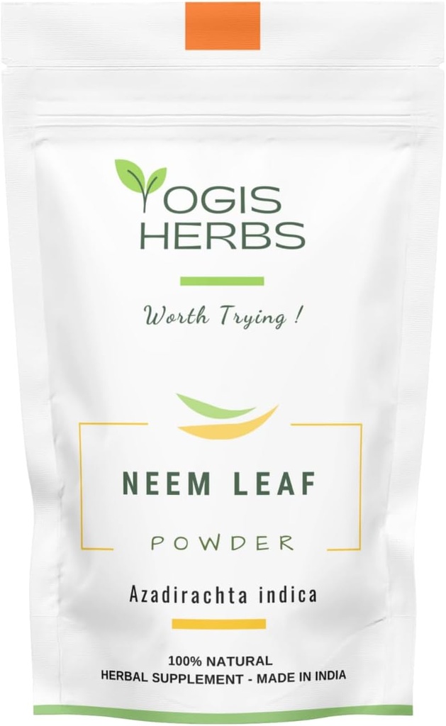 YOGIS HERBS Neem Leaf Powder – Pure Azadirachta Indica za razstrupljanje, Imunska podpora in čista koža – 100% naravni zeliščni dodatek