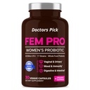 Fem Pro probiotiki za ženske. 17 Klinično učinkoviti sevi za vaginalno, prebavne in imunske podpore, Zdravje sečil, pH ravnovesje in razpoloženje. Organski prebiotik, 30 Veggie kapsul