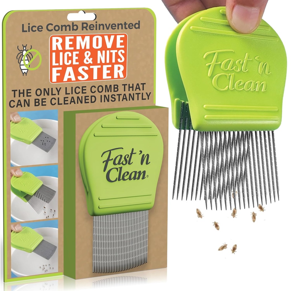 Fast 'n Clean - Lice Comb Reinvented - Self Cleaning Lice Comb