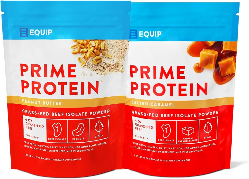 Equip Foods Prime Protein Powder Peanut Butter & Prime Protein Powder Soled Karamel