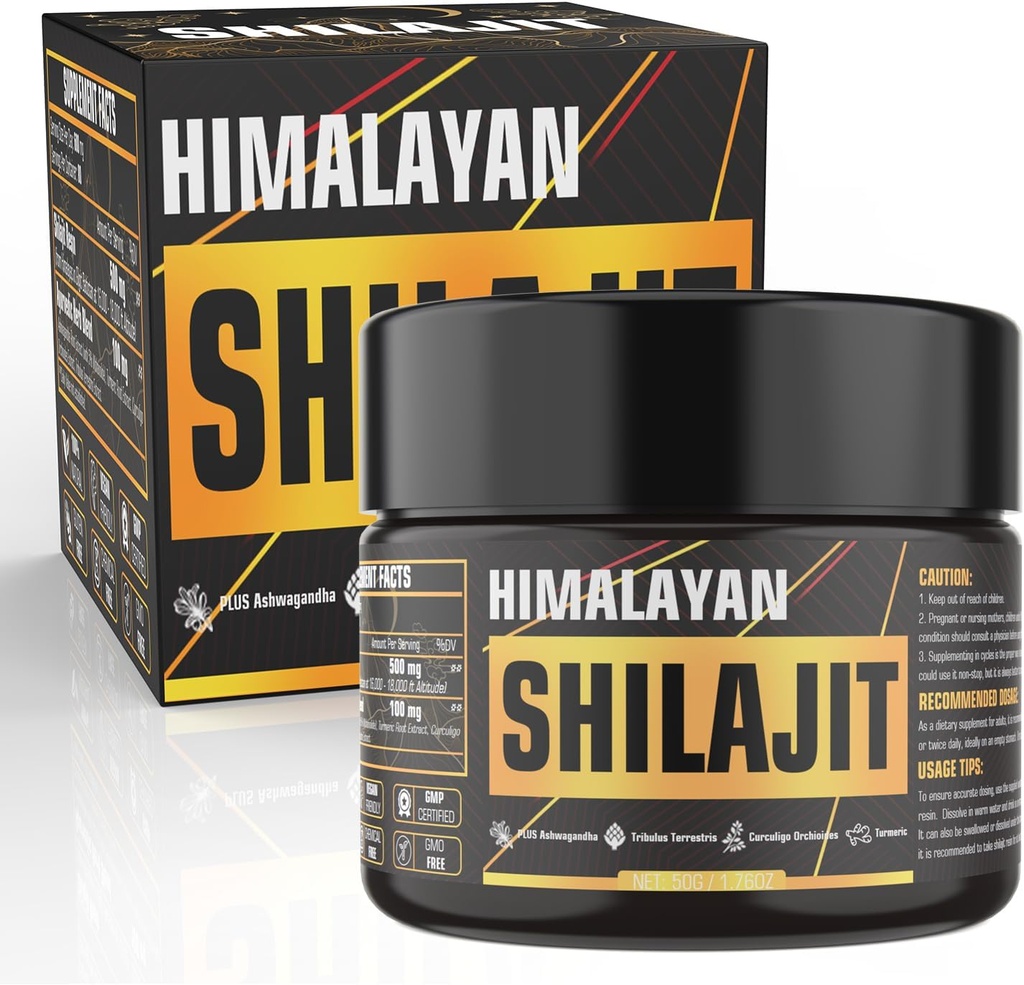 Shilajit Pure Himalaaan Organic Resin, 600mg Natural Organic Shilajit Resin z 85+ Trace minerali Golden stopnje Shilajit dodatek, Shilajit Resin za moške