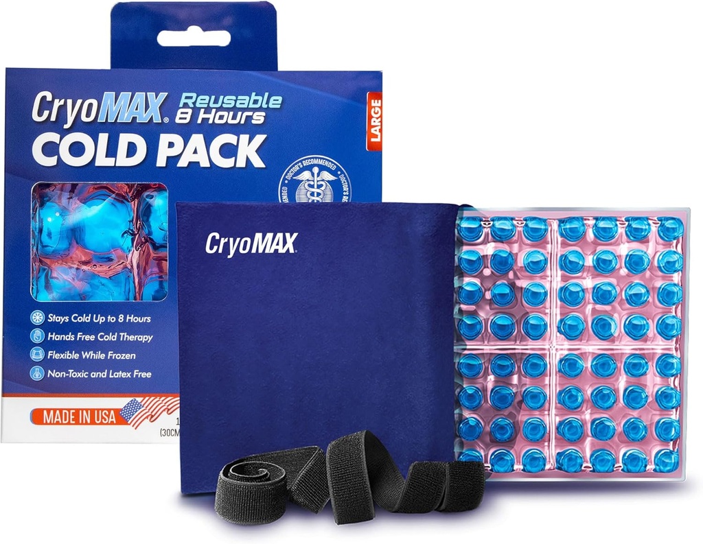 CryoMAX Cold Pack, ponovno uporaben, Latex prost, 8 urna hladna terapija, velik, 12" x 12" (1 grof)