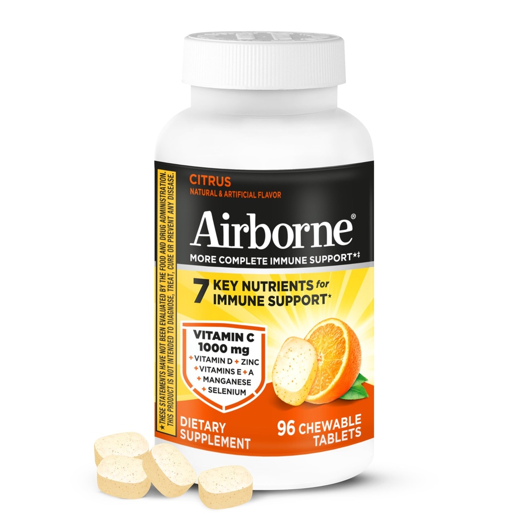 Zračni vitamin C 1000mg (na postrežbo) - žvečljive tablete citrusov (96 v škatli) - lahko pakiranje