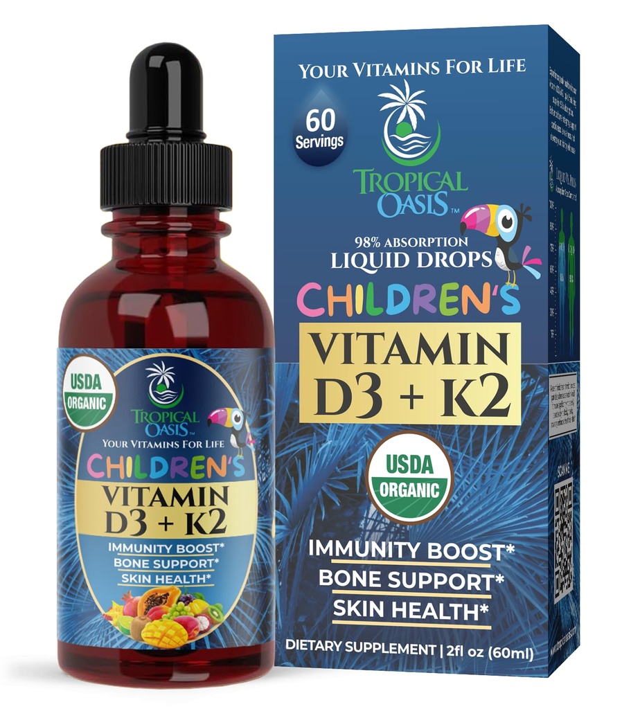 USDA Organski vitamin D3 K2 Tekoče kapljice 