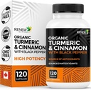 Renew Actives Organic Curmeric 474MG & Cinamon 50MG na 2 kapsuli – s kurkumin & BioPerin za absorpcijo – podpira presnovo, skupno zdravje in prebavo – Izdelano v Kanadi – 120 kapsul