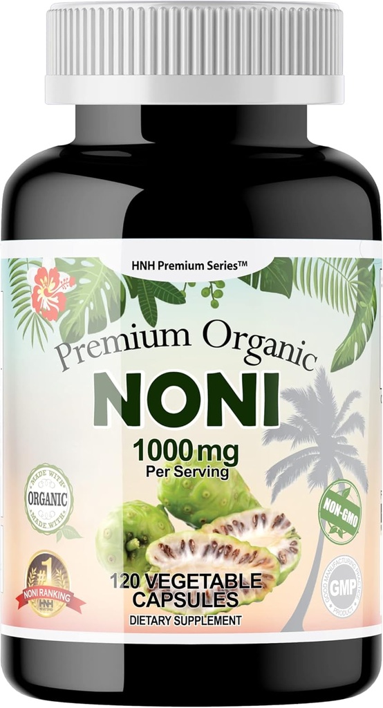 Dr.K&C HNHusa Premium Organic Noni 1000 mg 120 Veggie Kapsule Močni čisti antioksidanti Podpora Imunski sistem Splošno zdravje Morinda Citrifolia Extract Vegan Non GSO Brez dodatkov polnila
