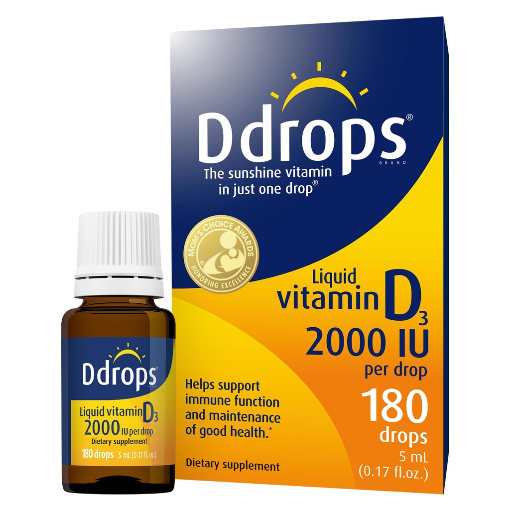 Ddrops Odrasli 2000 i.e. 180 Kapljice - Tekoči vitamin D3 dodatek, ki podpira močne kosti in imunski sistem